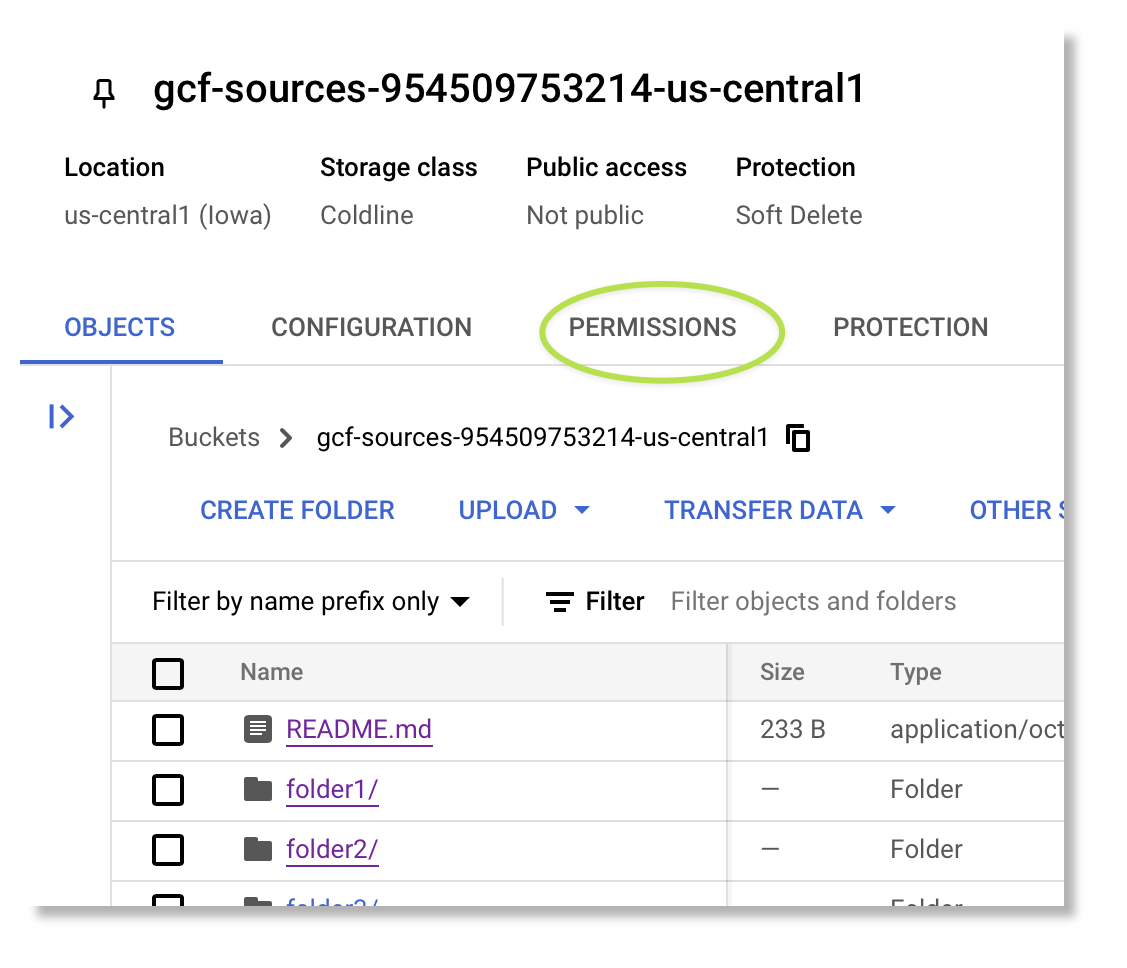 the user can browse the folder by clicking
    on 'Open in GCP'