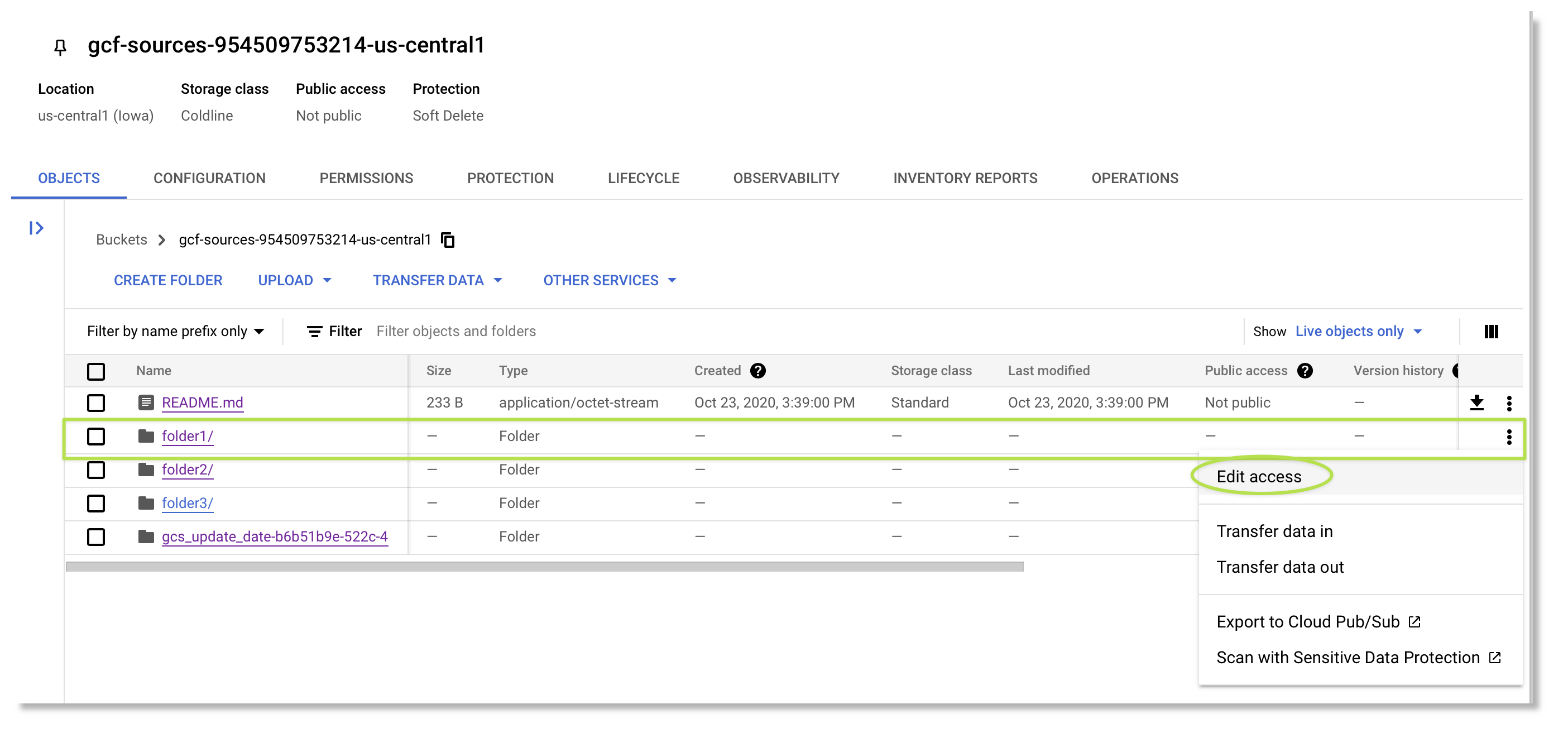 Edit access to a Cloud Storage 'Managed Folder'