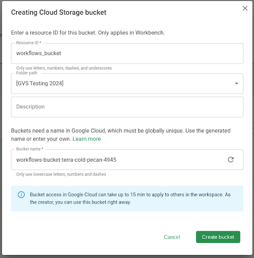 Diagram showing dialog for adding a bucket.